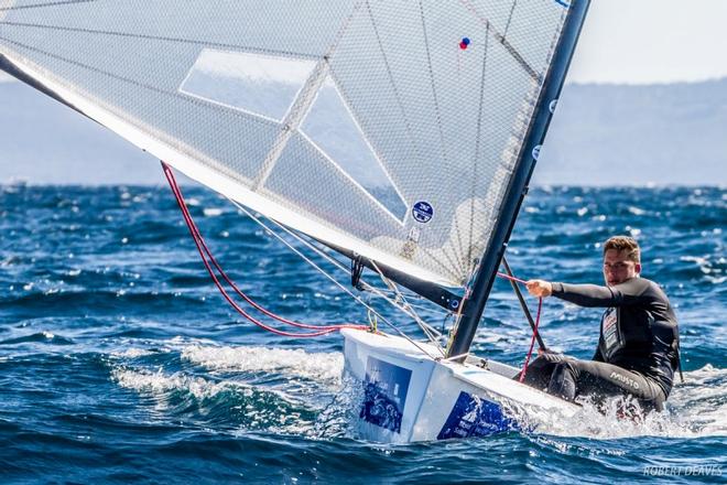 Cameron Tweedle racing in Hyeres – U23 Finn World Championship ©  Robert Deaves